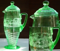 Cambridge #3077/10 Ice Tea / Water Pitcher w/ Imperial Hunt Scene Etch