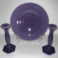 Cambridge #  29 Shallow Belled Bowl & #2800/ 235 Candlesticks Helio Console Set