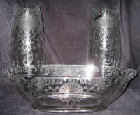 Cambridge Pristine Console Bowl & Vases w/ Firenze Etch