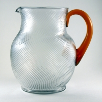 Cambridge #1206 Spiral Optic Jug w/ Amber Handle