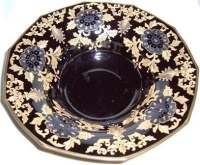 Cambridge # 842 Decagon Gold Encrusted Bowl w/ Lorna Etch