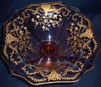 Cambridge #3400/   3 Bowl w/ Gold Encrusted Portia Etch