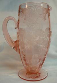 Cambridge #1205 Jug W/ Apple Blossom Etch