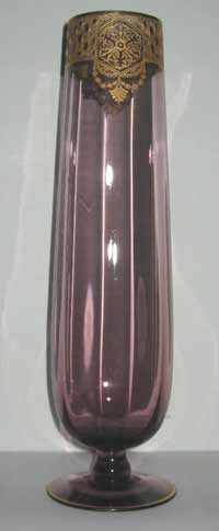 Cambridge #  84 Bud Vase w/ E708 Gold Encrusted Etch
