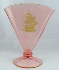 Central Fan Vase with Lotus Man-O-War Etch