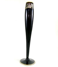 Central #1320/168 Black Amethyst Bud Vase w/ Gold & Enamel Decoration