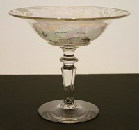 Central #2005 Compote w/ Rose Brocade Etch