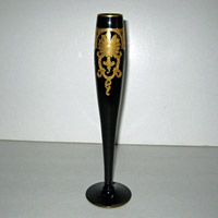 Central #1320/168 Black Amethyst Bud Vase w/ # 62 Etch