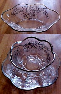 Duncan & Miller # 115 Canterbury Bowls w/ Silver Overlay