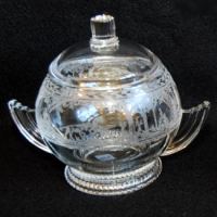 Duncan & Miller # 111 Terrace Cream & Sugar w/ Wheeling Fox & Hounds Etch