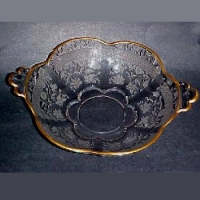 Duncan & Miller # 115 Canterbury Two-Handled Nappy w/ Lotus Buttercup Etch