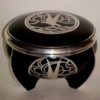 Duncan & Miller #  12 Powder Jar w/ Unknown Silver Overlay