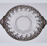 Duncan & Miller # 111 Terrace Handled Platter w/ Silver Overlay
