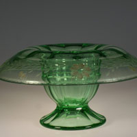 Duncan & Miller #  55 Rolled Edge Vase w/ Unknown Decoration