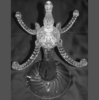 Duncan & Miller #   2 Early American Sandwich Five Light Candelabru,: Base, Hemispheres, Extension