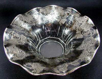 Duncan & Miller #  75 Whitney Crimped Bowl w/ Silver Overlay
