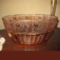 Duncan & Miller #  36 Oval Vase w/ Lotus La Furiste Etch