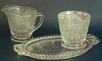 Duncan & Miller #  41 Early American Sandwich Cream and Sugar with Tray