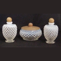 Fenton Opalescent Hobnail Vanity Set
