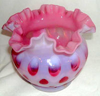 Fenton #1450 Cranberry Opalescent Coin Dot Vase