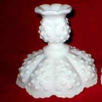 Fenton #3775 Milk Glass Hobnail Candleholders
