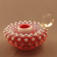 Fenton #3870 Cranberry Opalescent Hobnail Candleholder