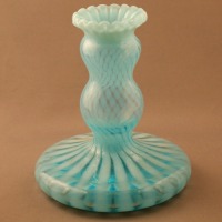 Fenton #1523 Blue Opalescent Spiral Candlestick