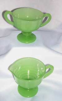 Fenton #   3 Jade Creamer & Sugar