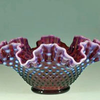 Fenton Plum Opalescent Hobnail Bowl