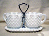 Fenton #3917 Hobnail Creamer and Sugar on Tray