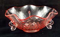 Fenton #1502 Diamond Optic Dolphin Handled Bowl
