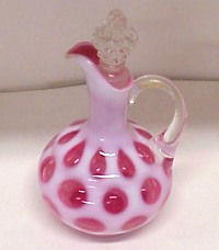 Fenton #1473 Cranberry Coin Dot Cruet