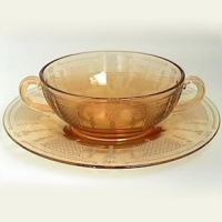 Fostoria #2350 Pioneer Cream Soup/Underplate  with #276 Beverly Etch