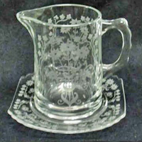 Fostoria #2419 Mayfair Syrup & Saucer w/ #286 Manor Etch