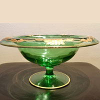 Fostoria #2267 Footed Bowl w/ # 44 Rivera Decoration