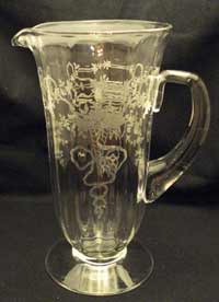 Fostoria #5000 Footed Jug w/ Corsage Etching
