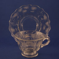 Fostoria #2496 Baroque Cup and Saucer with #329 Lido Etch