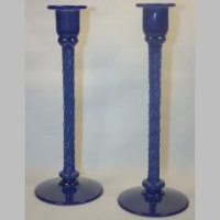 Fry Foval Delft Candlesticks