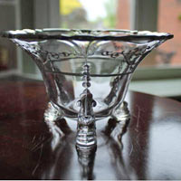 Heisey #1401 Empress Dolphin-Footed Mayonnaise w/ Unknown Silver Overlay