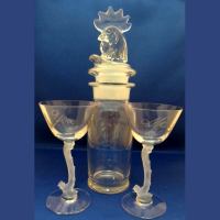 Heisey #4225 Cobel Cocktail Shaker w/ Rooster Head Stopper