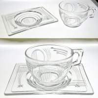 Heisey #4044 New Era Cup & Saucer w/ Venus Cutting
