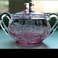 Heisey #1184 Yeoman Hotel Sugar w/ Cornflower Cutting