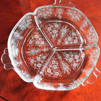 Heisey #1401 Empress Triplex Relish w/ #501 Belle-le-Rose Etch