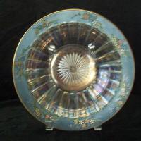 Heisey # 393-1/2 Narrow Flute Iridescent Bowl with Decoration