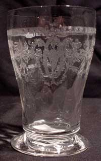 Heisey #3376 Footed Tumbler w/ # 168 Adam Etch