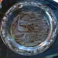 Heisey #1183 Japanese Garden Tray w/ "Schwan" Etch