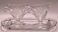 Heisey #1519 Waverly Cream and Sugar With Tray