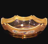 Heisey #1224 Hexagon Bowl w/ Wheeling D-53 Decoration