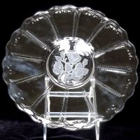 Imperial # 721 "Scroll Fluted" Cake Plate w/ Rose Intaglio Decoration