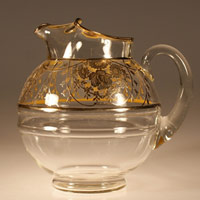 Imperial # 355 Ribbed Ball Jug w/ Silver Floral Overlay